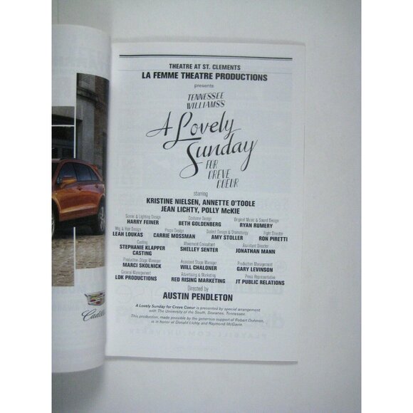 Lovely Sunday Creve Couer Playbill 2018 Annette O'Toole Tennesse Williams - Picture 3 of 6